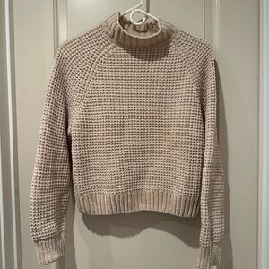 H&M Beige Chunky Waffle Chinelle Turtleneck Sweater